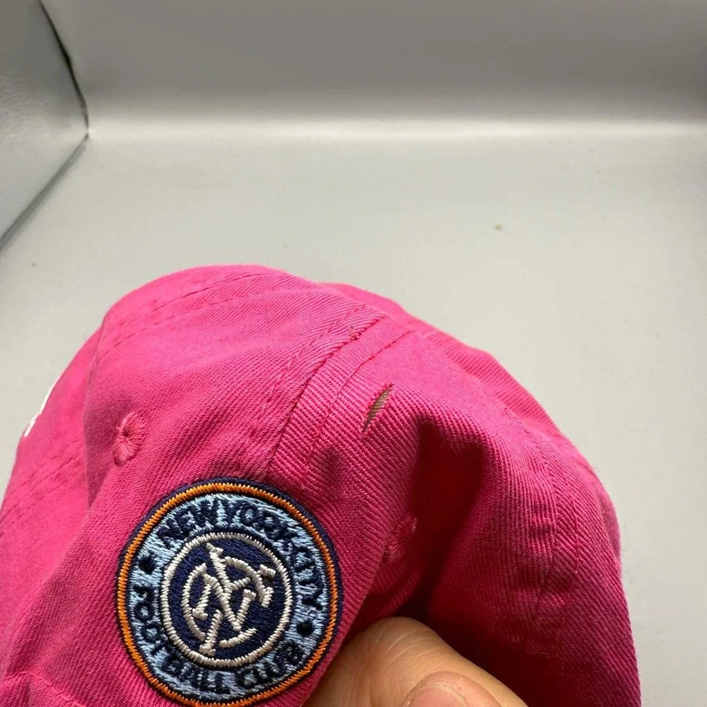 New York City FC Hat Kids Infant Pink Adidas MLS Stretch Strap Back Cap New‎